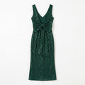 Allevinbk™ Mirelle Sequin Bow-Back Midi Dress | Cocktail Wedding Guest Holiday Formal Party Dress