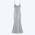 Allevinbk™ Luna Sequin Cowl-Neck Slip Gown | Formal Maxi Wedding Guest Cocktail Evening Dress