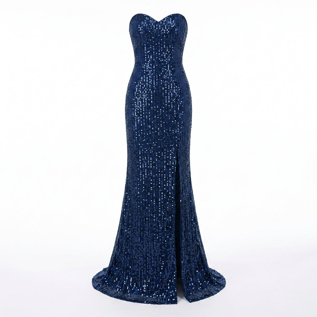 Allevinbk™ Nova Strapless Sequin Column Gown | Sweetheart Black Tie Formal Prom Wedding Guest Dress