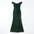 Allevinbk™ Sequin Off-the-Shoulder Evening Gown | Formal Maxi Gala Wedding Guest Dress